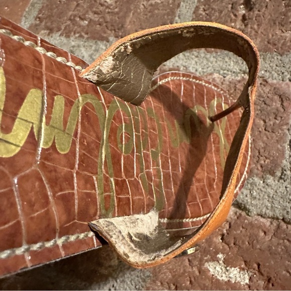 Women's Sam Edelman Orange & Brown Romy Leather Wedge Cork Heel Sandals size 11 - Picture 16 of 16